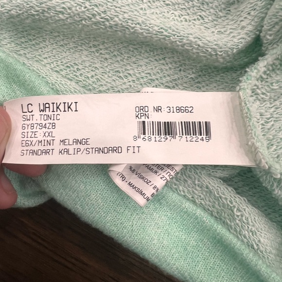 LCW Casual Mint Green Hooded Sweater - Picture 10 of 13